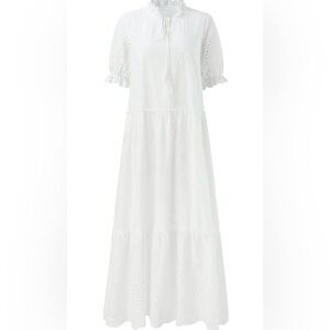 White cotton maxi dress for women